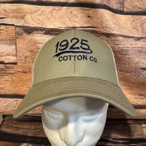 1925 COTTON CO Vintage Style Baseball Hat Khaki Green Snapback Cap Adjustable